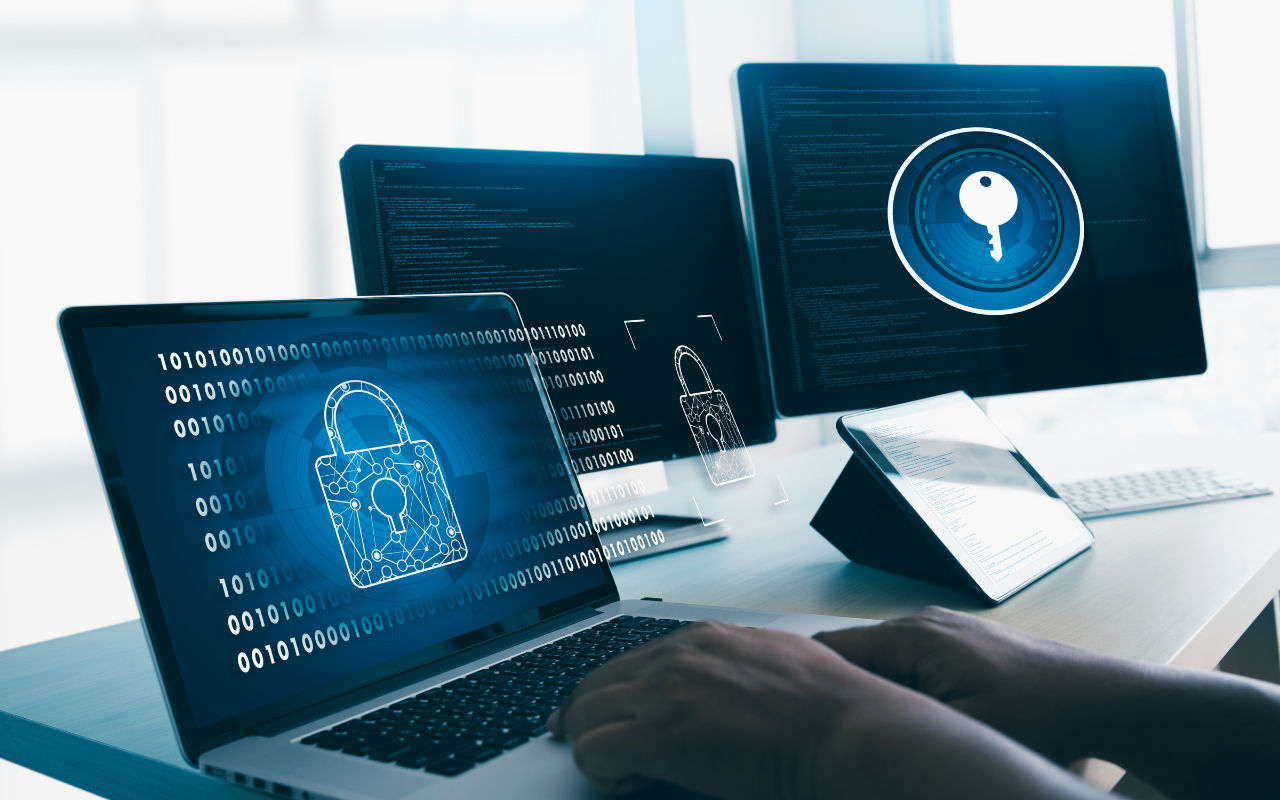 Visual representation of integrated security operations connecting cloud, data, AI, and IoT systems with unified monitoring and real-time threat response.