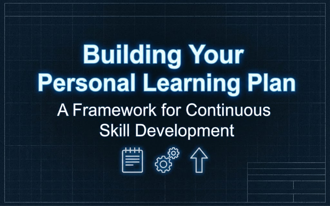 Diagram illustrating a personal learning plan with goals, skill areas, learning resources, and progress tracking over time.
