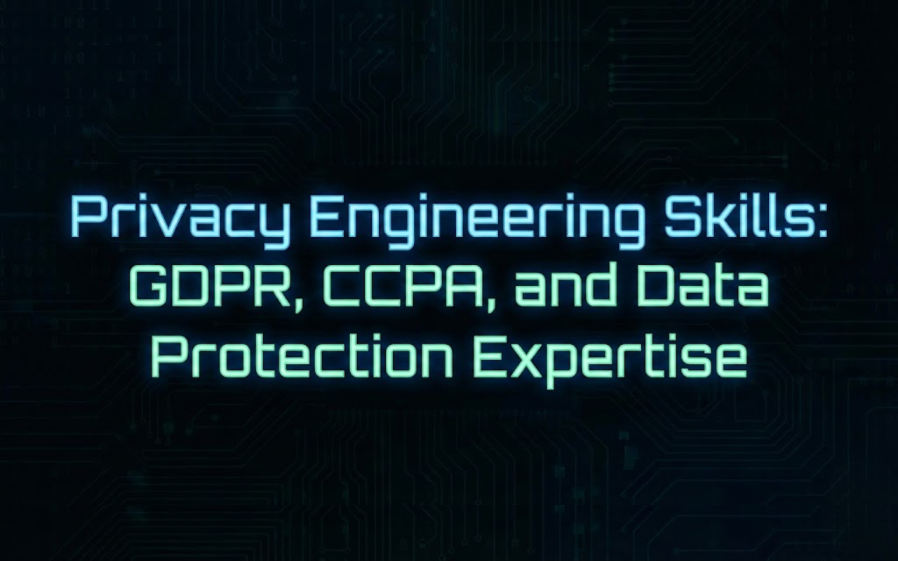Privacy engineering concepts showing GDPR and CCPA compliance, privacy-by-design architecture, secure data flows, and regulatory data protection practices.