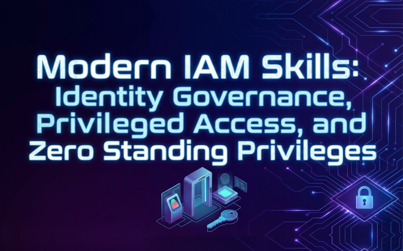 Security professional managing identity governance and privileged access dashboards representing modern IAM and zero standing privileges