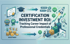 Cybersecurity professional reviewing certification ROI data showing salary increases and career growth metrics
