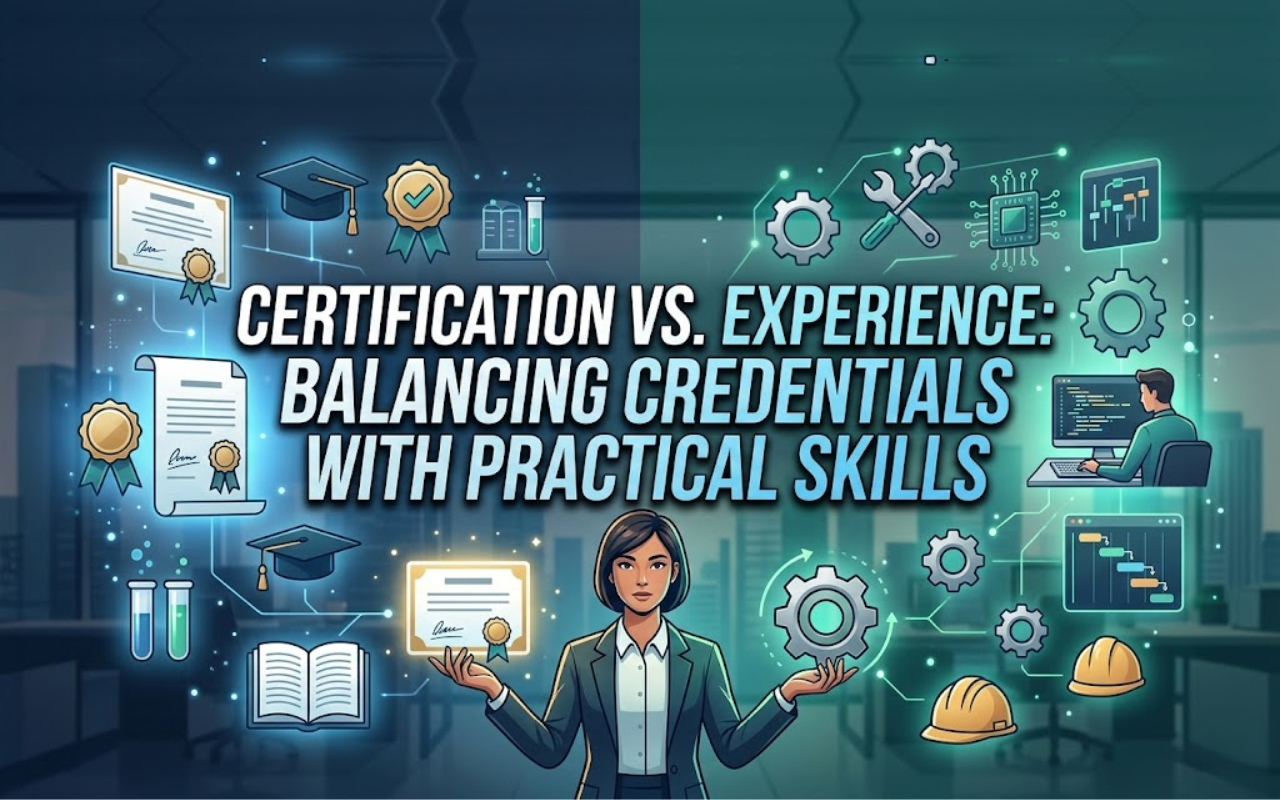 Cybersecurity professional balancing certification credentials and hands-on practical experience