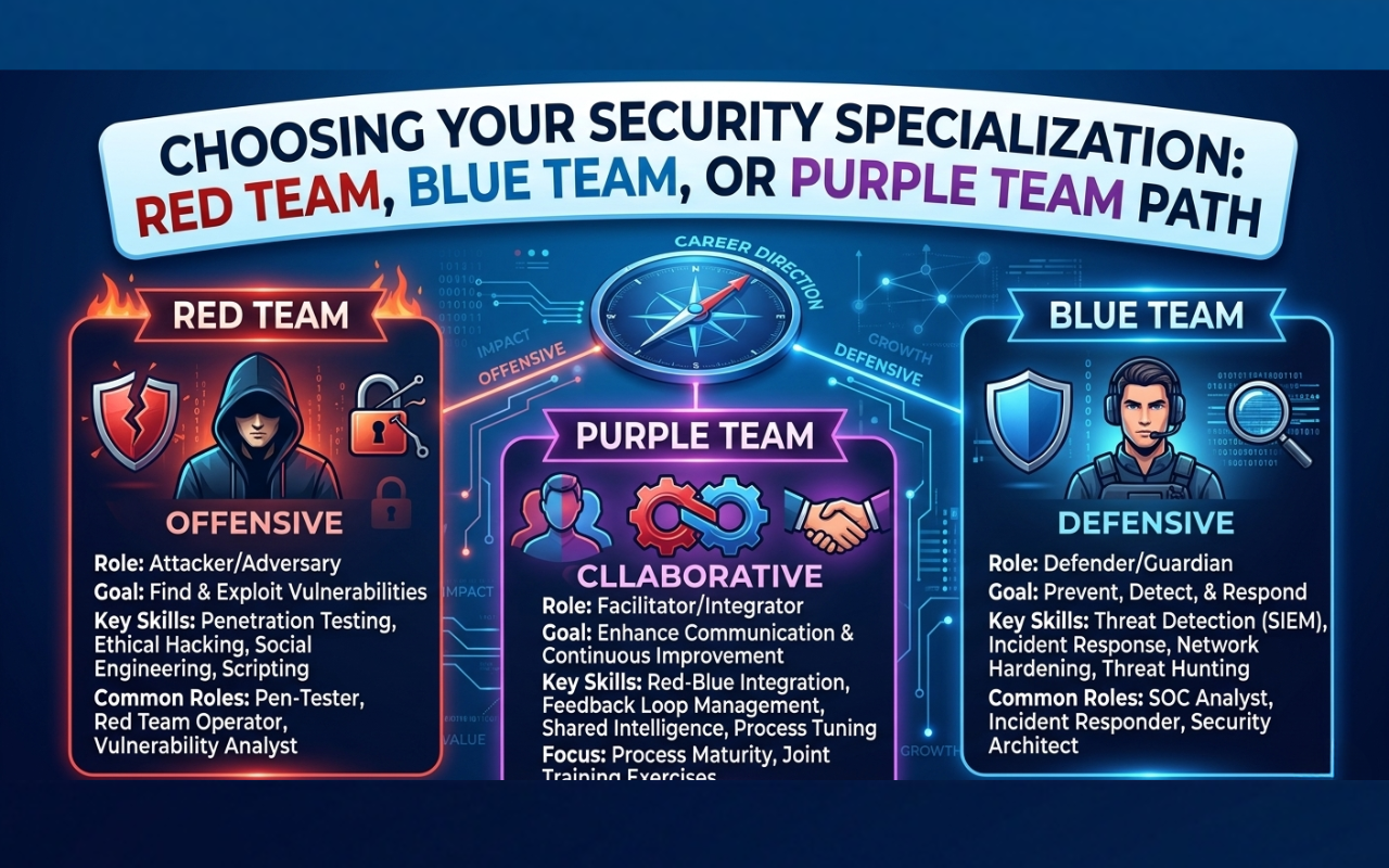 Choosing Your Security Specialization Red Team, Blue Team, or Purple Team Path